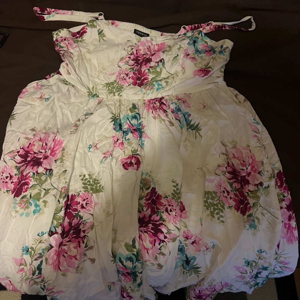 Torrid Floral Print Strapless Dress